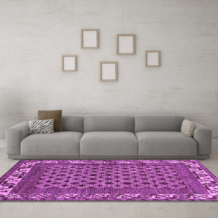 Machine Washable Southwestern Purple Country Area Rugs in a Living Room, wshabs297pur