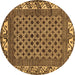 Round Southwestern Brown Country Rug, abs297brn