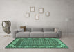 Machine Washable Southwestern Turquoise Country Area Rugs in a Living Room,, wshabs297turq