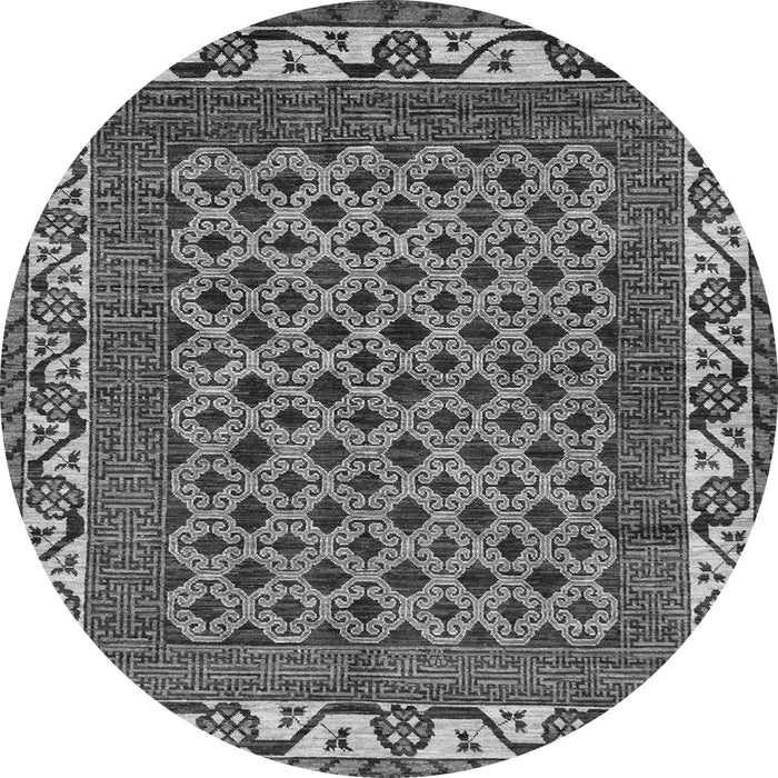 Round Machine Washable Southwestern Gray Country Rug, wshabs297gry