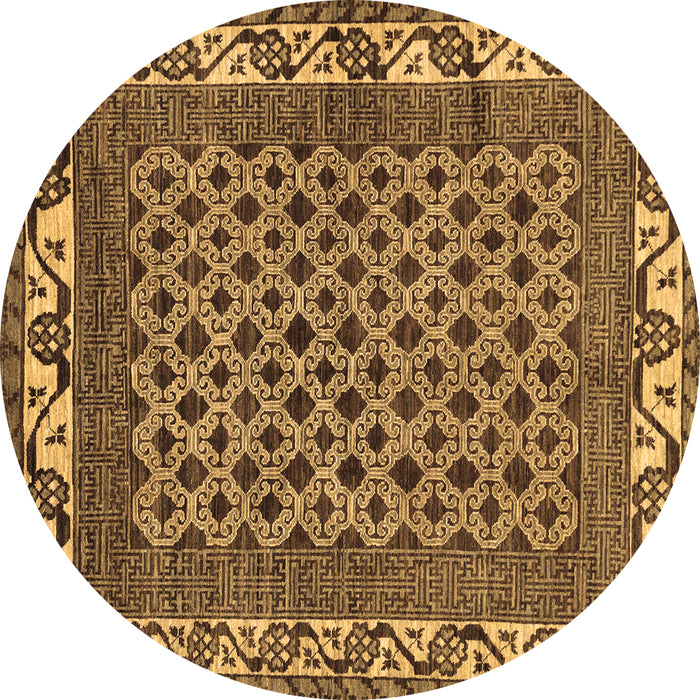 Round Machine Washable Southwestern Brown Country Rug, wshabs297brn