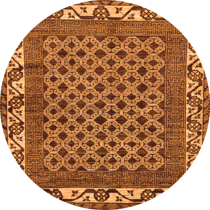 Round Machine Washable Southwestern Orange Country Area Rugs, wshabs297org