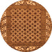 Round Machine Washable Southwestern Orange Country Area Rugs, wshabs297org