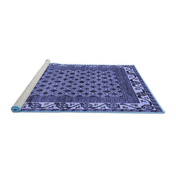 Sideview of Machine Washable Southwestern Blue Country Rug, wshabs297blu