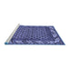 Sideview of Machine Washable Southwestern Blue Country Rug, wshabs297blu