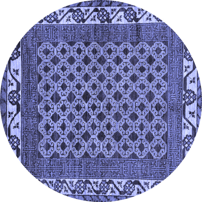 Round Southwestern Blue Country Rug, abs297blu