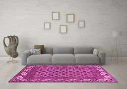 Machine Washable Southwestern Pink Country Rug in a Living Room, wshabs297pnk