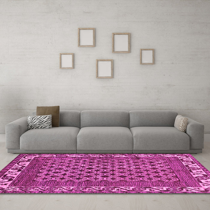 Machine Washable Southwestern Pink Country Rug in a Living Room, wshabs297pnk