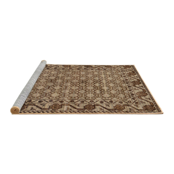 Sideview of Machine Washable Abstract Dark Sienna Brown Rug, wshabs298