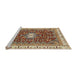 Sideview of Machine Washable Abstract Brown Red Rug, wshabs2980