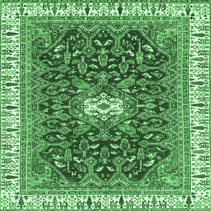 Square Machine Washable Abstract Emerald Green Modern Area Rugs, wshabs2980emgrn