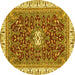 Round Machine Washable Abstract Yellow Modern Rug, wshabs2980yw