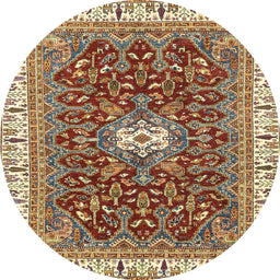 Round Machine Washable Abstract Brown Red Rug, wshabs2980