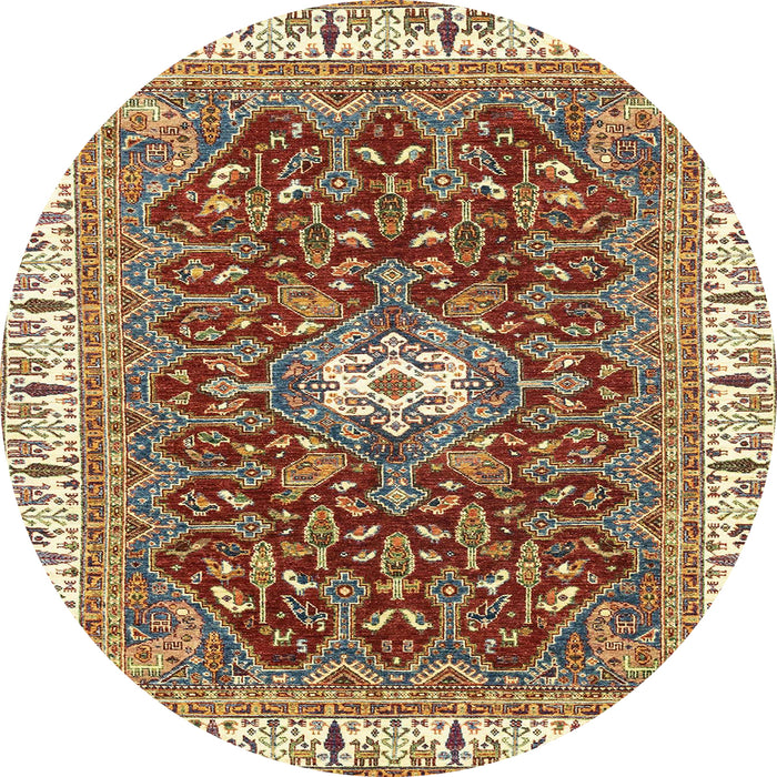 Round Machine Washable Abstract Brown Red Rug, wshabs2980