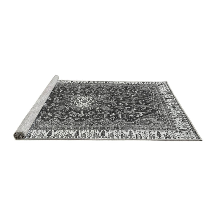 Sideview of Machine Washable Abstract Gray Modern Rug, wshabs2980gry