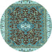 Round Abstract Light Blue Modern Rug, abs2980lblu