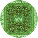 Round Machine Washable Abstract Green Modern Area Rugs, wshabs2980grn