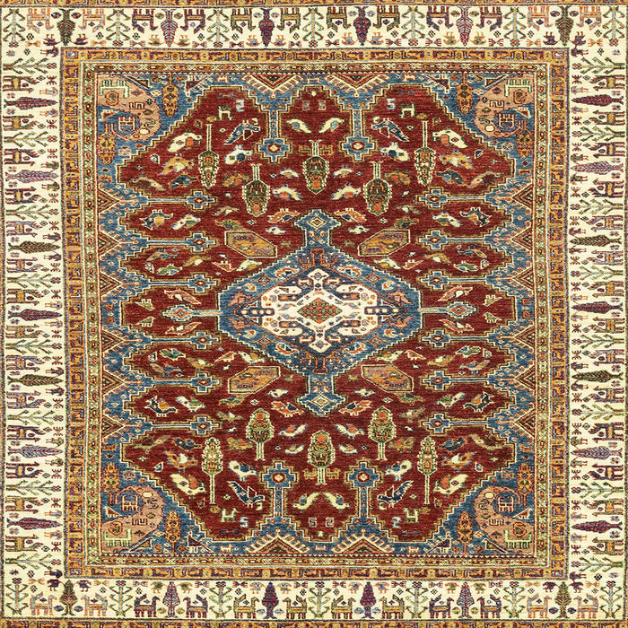 Square Abstract Brown Red Modern Rug, abs2980