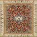 Square Abstract Brown Red Modern Rug, abs2980