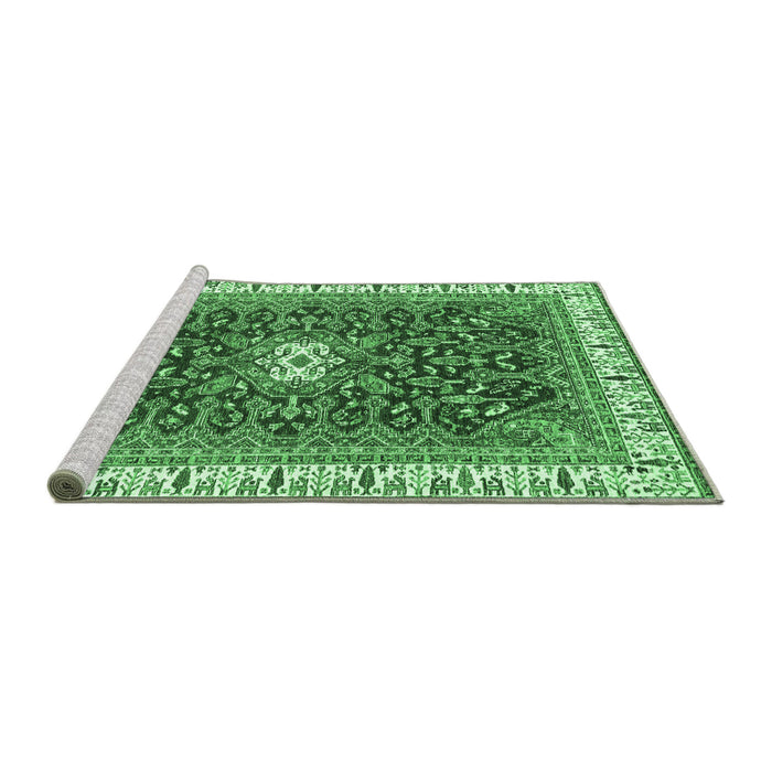 Sideview of Machine Washable Abstract Emerald Green Modern Area Rugs, wshabs2980emgrn