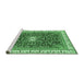 Sideview of Machine Washable Abstract Emerald Green Modern Area Rugs, wshabs2980emgrn