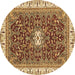 Round Machine Washable Abstract Brown Modern Rug, wshabs2980brn