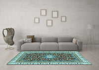 Machine Washable Abstract Light Blue Modern Rug, wshabs2980lblu