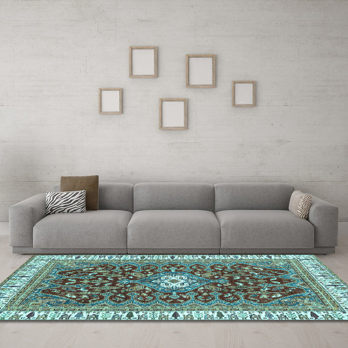 Machine Washable Abstract Light Blue Modern Rug in a Living Room, wshabs2980lblu