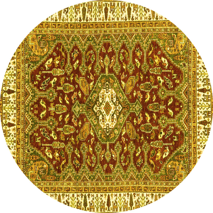 Round Abstract Yellow Modern Rug, abs2980yw