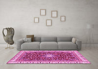 Machine Washable Abstract Pink Modern Rug, wshabs2980pnk