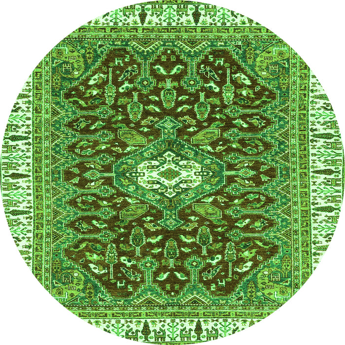 Round Abstract Green Modern Rug, abs2980grn