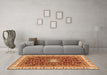 Machine Washable Abstract Orange Modern Area Rugs in a Living Room, wshabs2980org