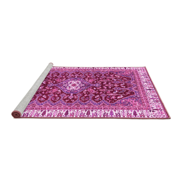 Sideview of Machine Washable Abstract Pink Modern Rug, wshabs2980pnk