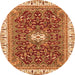 Round Abstract Orange Modern Rug, abs2980org