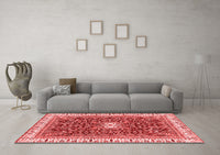 Machine Washable Abstract Red Modern Rug, wshabs2980red