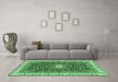 Machine Washable Abstract Emerald Green Modern Area Rugs in a Living Room,, wshabs2980emgrn