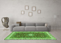 Machine Washable Abstract Green Modern Rug, wshabs2980grn