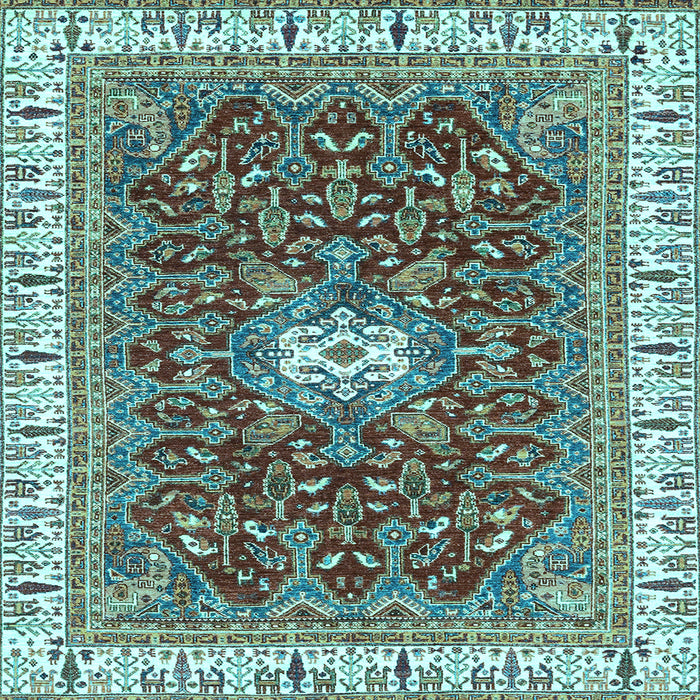 Square Abstract Light Blue Modern Rug, abs2980lblu