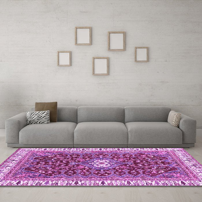Machine Washable Abstract Purple Modern Area Rugs in a Living Room, wshabs2980pur