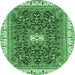 Round Abstract Emerald Green Modern Rug, abs2980emgrn