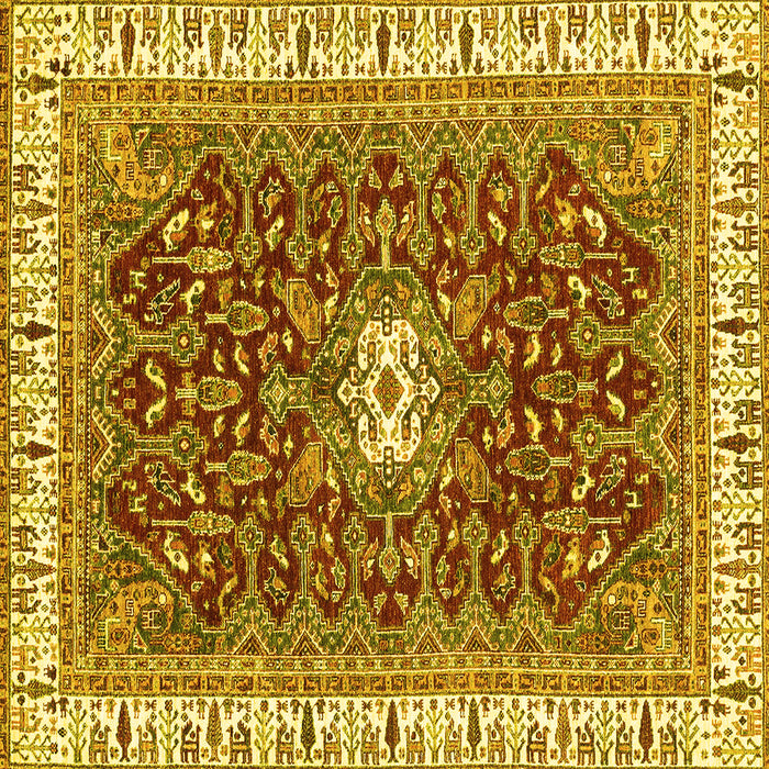 Square Machine Washable Abstract Yellow Modern Rug, wshabs2980yw