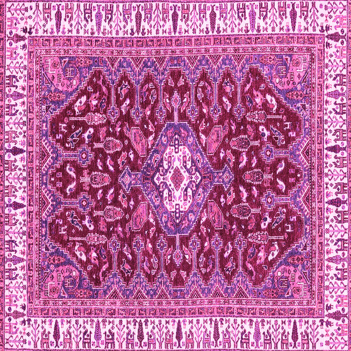 Square Machine Washable Abstract Pink Modern Rug, wshabs2980pnk