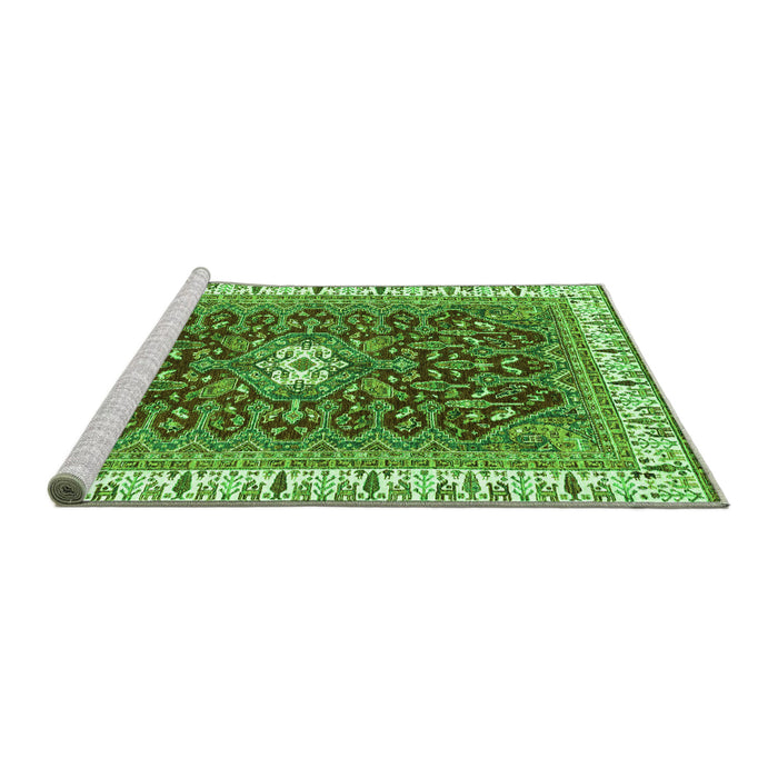 Sideview of Machine Washable Abstract Green Modern Area Rugs, wshabs2980grn