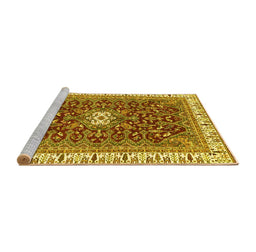 Sideview of Machine Washable Abstract Yellow Modern Rug, wshabs2980yw