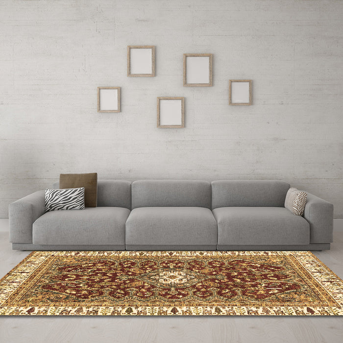 Machine Washable Abstract Brown Modern Rug in a Living Room,, wshabs2980brn