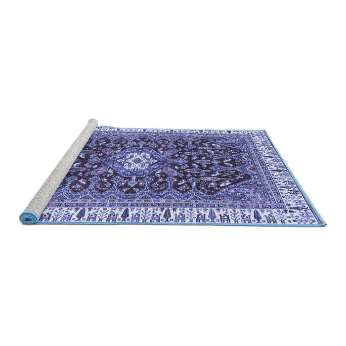 Sideview of Machine Washable Abstract Blue Modern Rug, wshabs2980blu