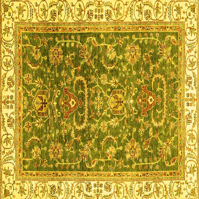 Square Oriental Yellow Traditional Rug, abs2981yw