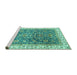 Sideview of Machine Washable Oriental Turquoise Traditional Area Rugs, wshabs2981turq