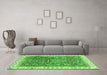 Machine Washable Oriental Green Traditional Area Rugs in a Living Room,, wshabs2981grn