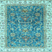 Square Machine Washable Oriental Light Blue Traditional Rug, wshabs2981lblu